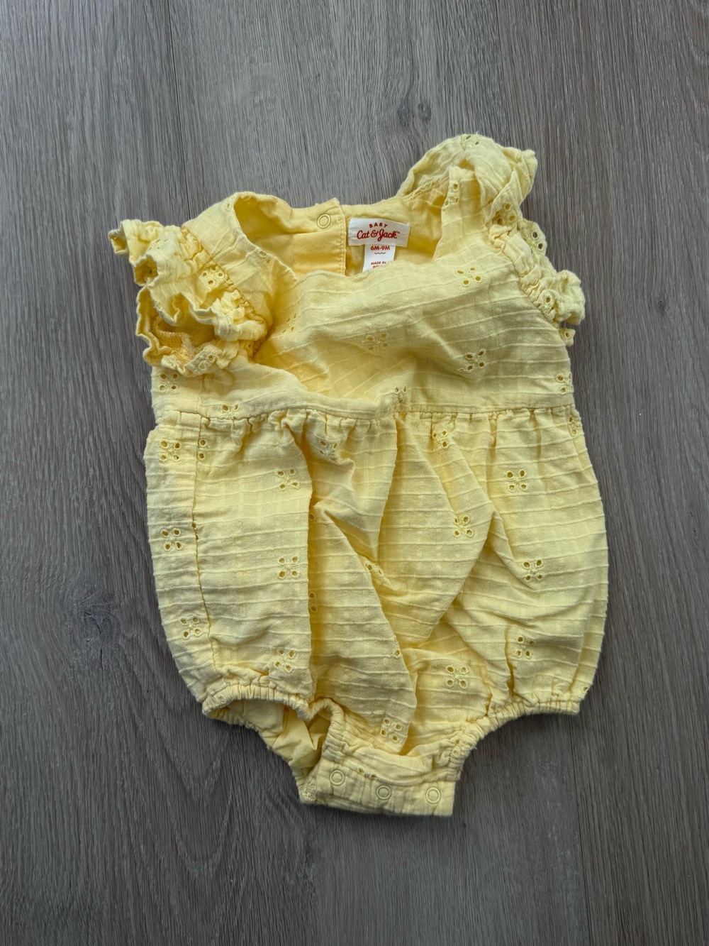 Cat & Jack Yellow Eyelet Ruffled Romper